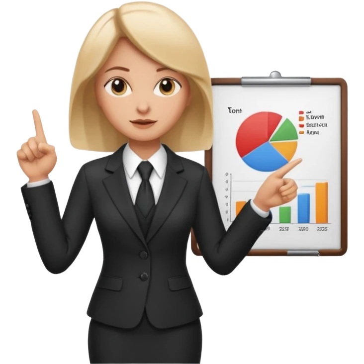 lawyer woman, giving a presentation, pointing at a chart, courtroom setting, assertive emoji