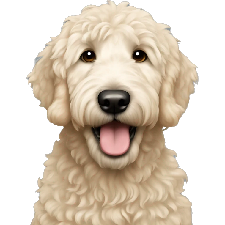Cream colored golden doodle with black nose  emoji