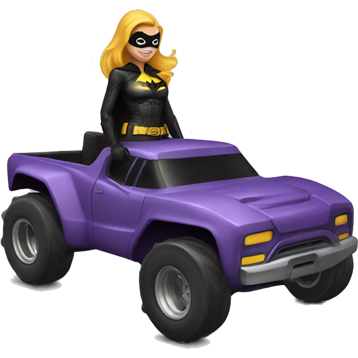 Batgirl in leather, Land yacht monster truck  emoji