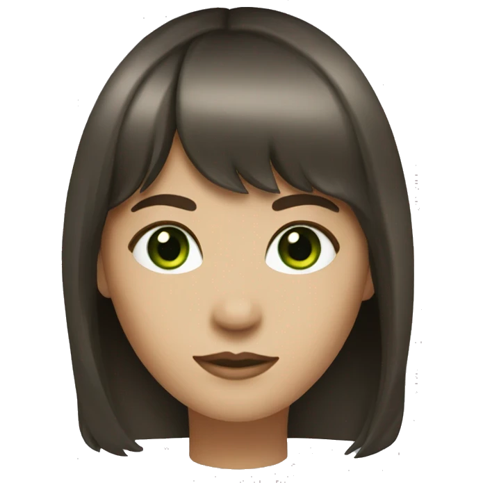 Brunette with wispy bangs and green eyes  emoji