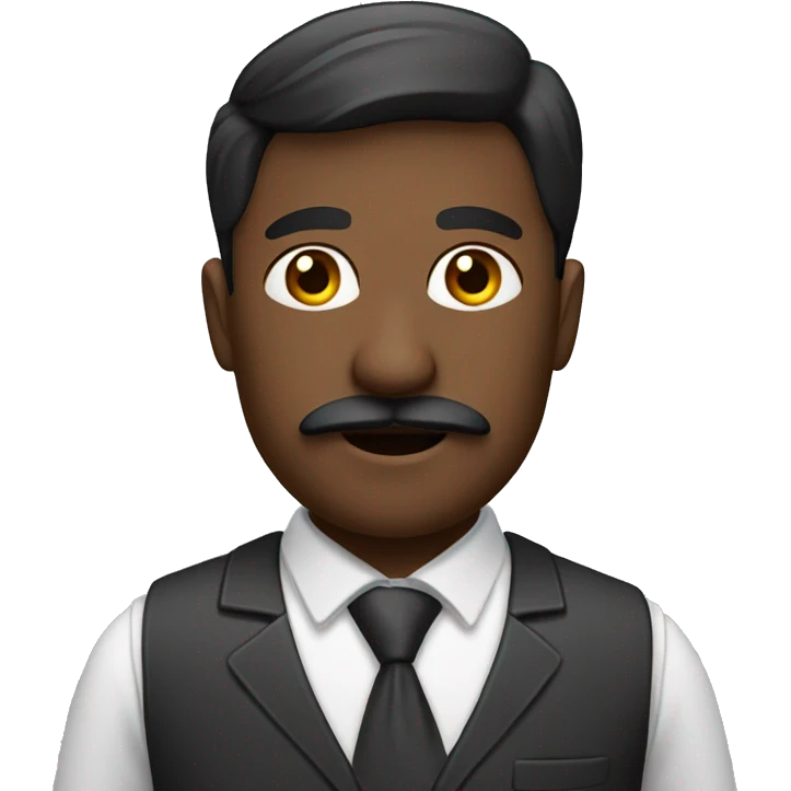 Office worker with mustache, brown skin emoji