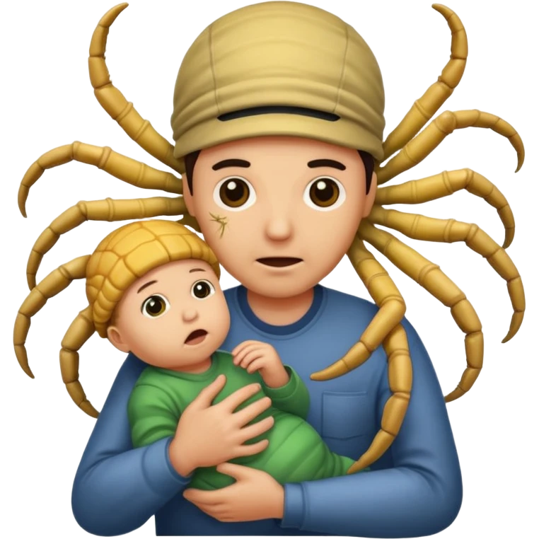 man with Baby Facehugger on his face emoji