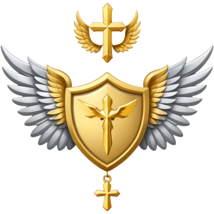 Holy Saint  Emblem with Silver wings emoji