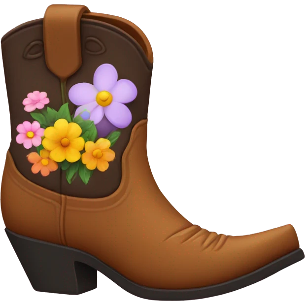 Cowboy boot with flowers emoji