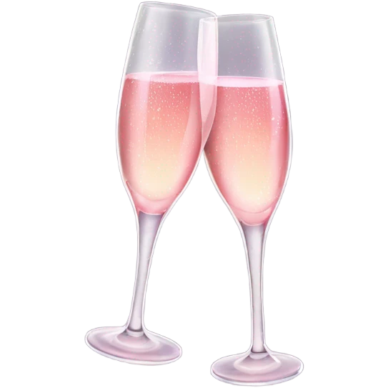 two clinking champagne glasses with sparkling rose emoji