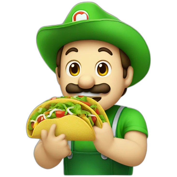 Luigi eats a taco emoji
