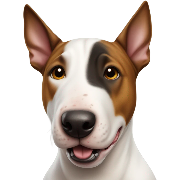 Bull terrier black head And brown round at the top of the eyes emoji