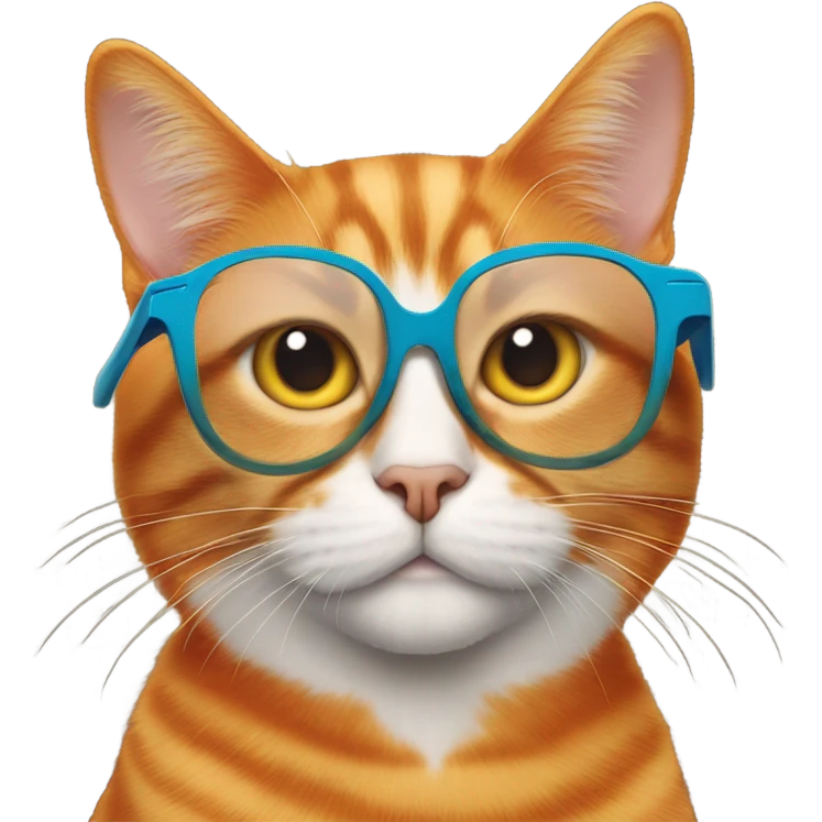 Orange cat with glasses with paperplanes on the lenses emoji