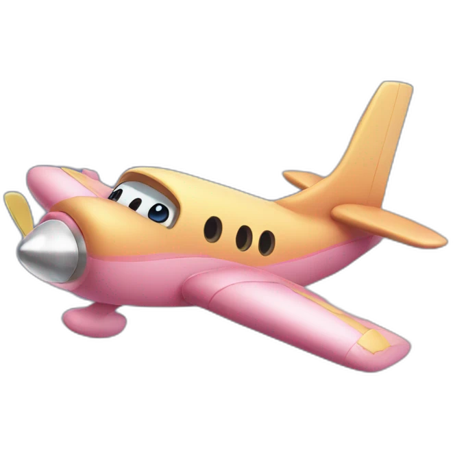 kirby flying an airplane into a building emoji