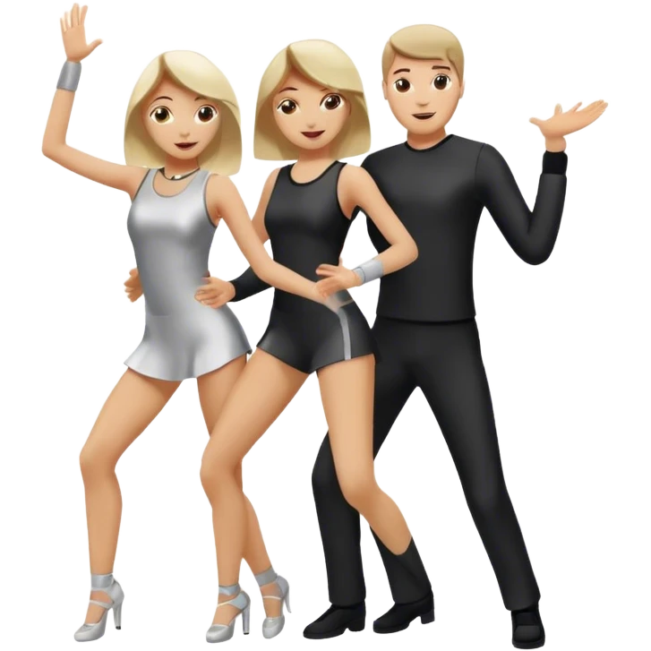 two caucasian people dancing in the club with tecno wear emoji