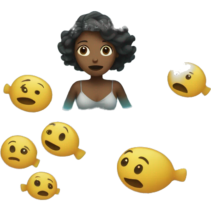 Woman floating In the middle of the ocean looking lost emoji