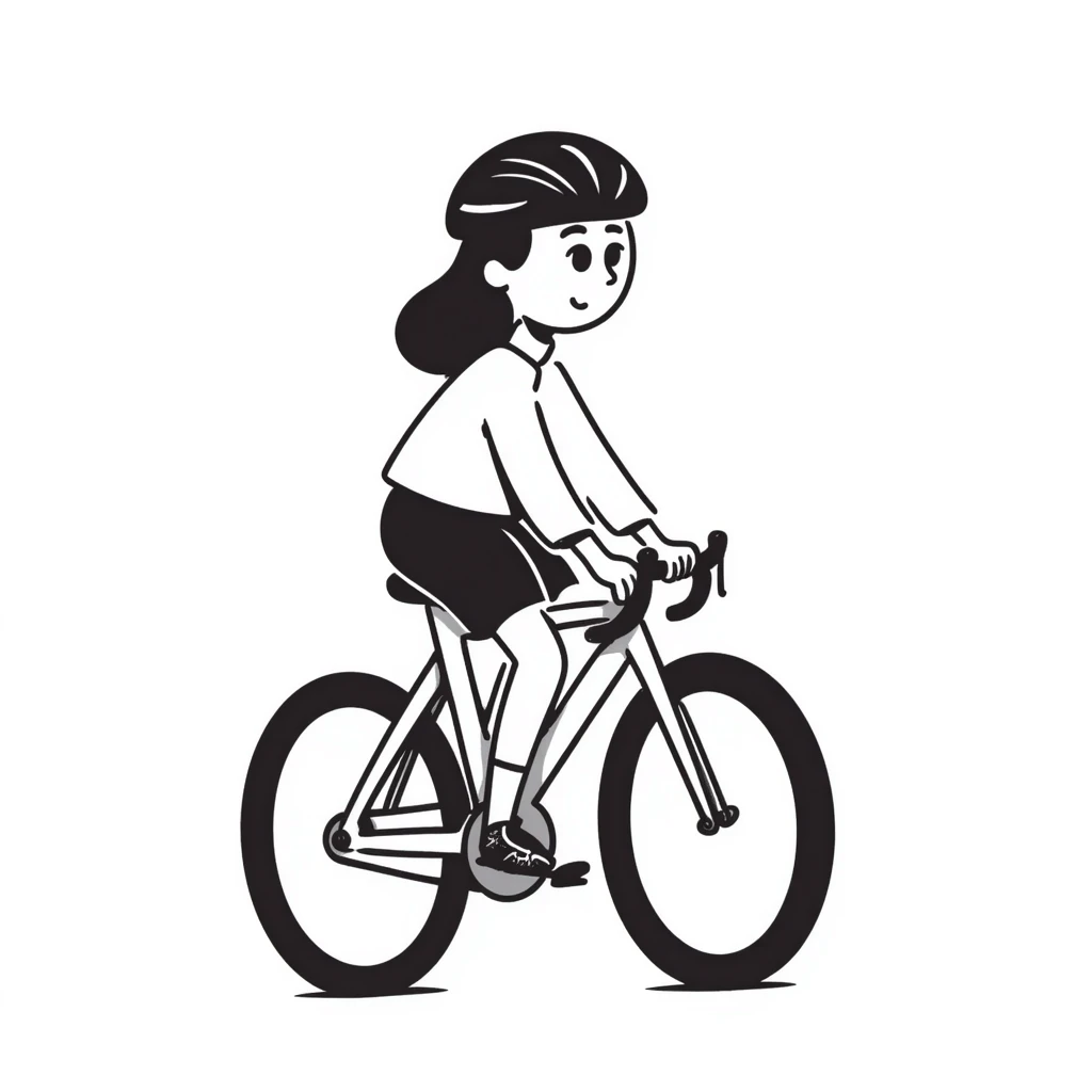girl riding a road bike, wearing sportswear and a helmet emoji