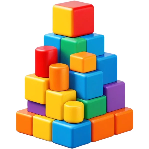 Colorful toy building blocks stacked emoji