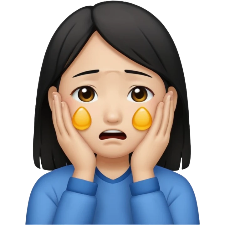 Asian girl crying more like this 😭 emoji