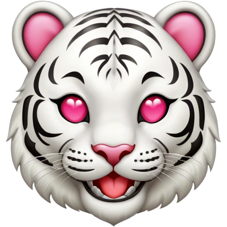 white tiger with 3 hearts smiling emoji