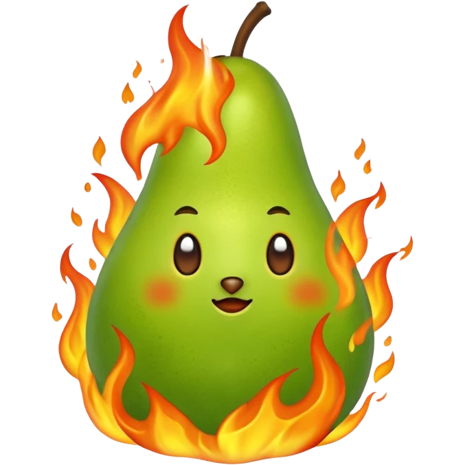 grüne birne in flame emoji