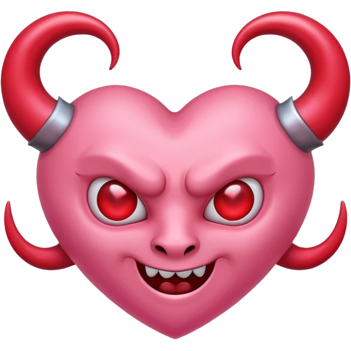 a plain pink heart with demon horns on it emoji
