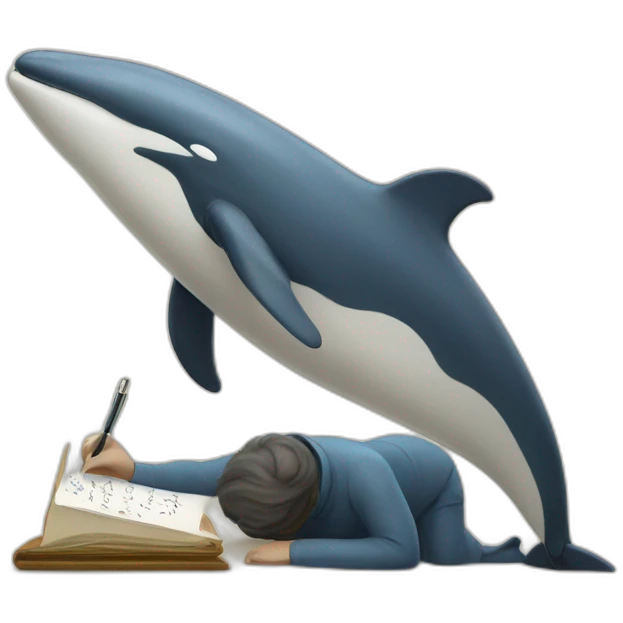 humanoid whale writing emoji
