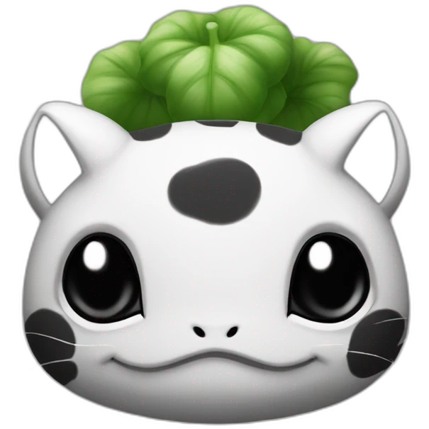 black and white monochromatic bulbasaur emoji