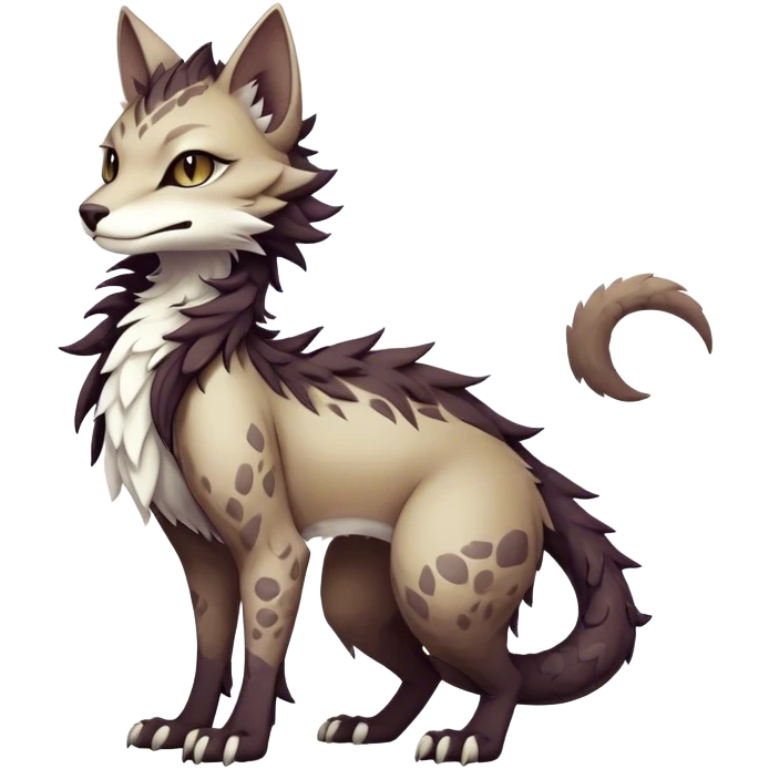 Kawaii dark edgy ethereal feline-vernid-sergal-fursona animal creature with a tufted tail full body with intricate markings  emoji