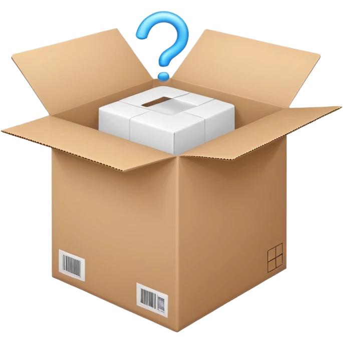 Generate a realistic emoji-style icon of the an open package which is empty and air is coming out of it. Out of the package air is coming out of it and the package is empty from the inside emoji