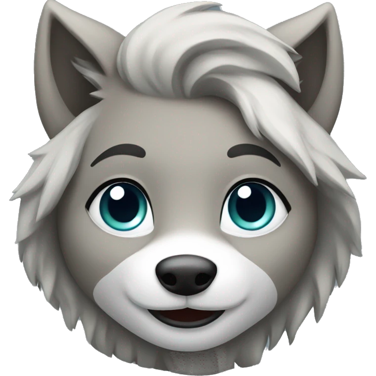 Young Happy female wolf emoji