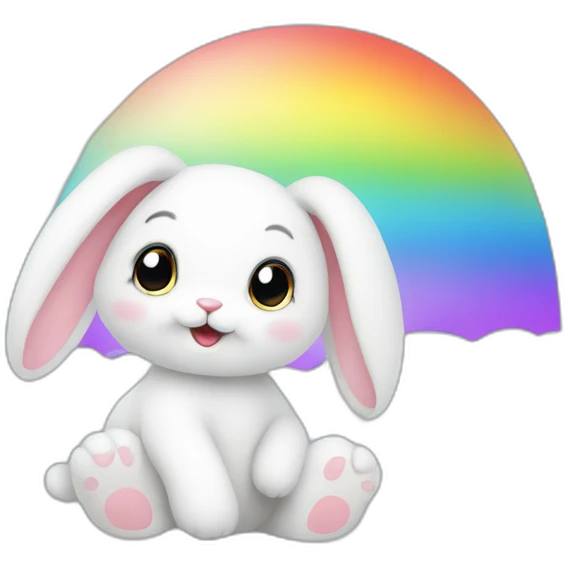 Bunny under a rainbow emoji