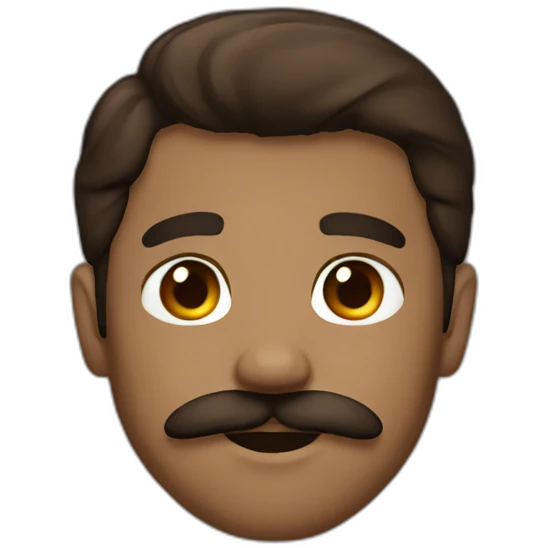 mustache brown hair young emoji