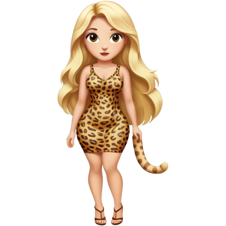 Curvy blonde long hair sfw cheetah print short dress  emoji