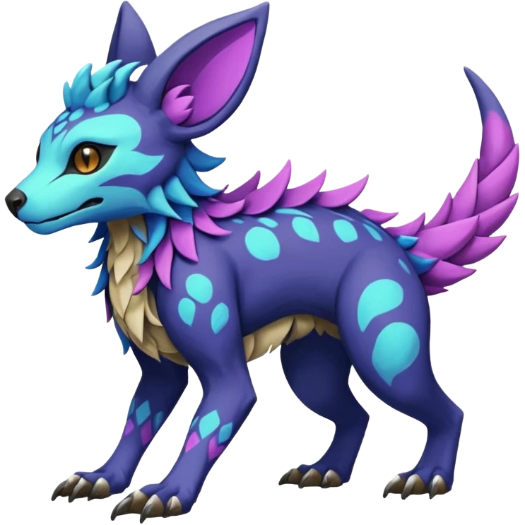 Rare realistic exotic cute epic pretty beautiful handsome gorgeous aesthetic colorful vibrant Vernid-Protogen-Primagen-Wickerbeast-species-Fakemon-creature by LiLaiRa, random markings, tufted ears, full body emoji