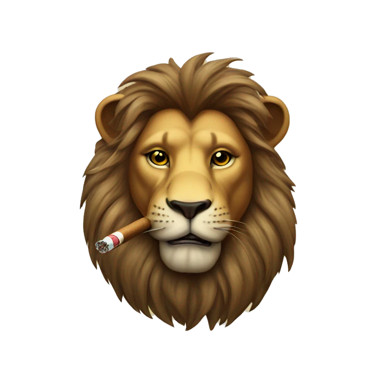 Lion smoking cigar emoji