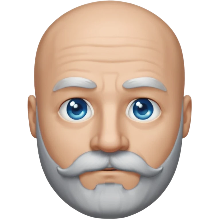 Bald man with blue eyes grey beard and moustache. Black T-shirt  emoji