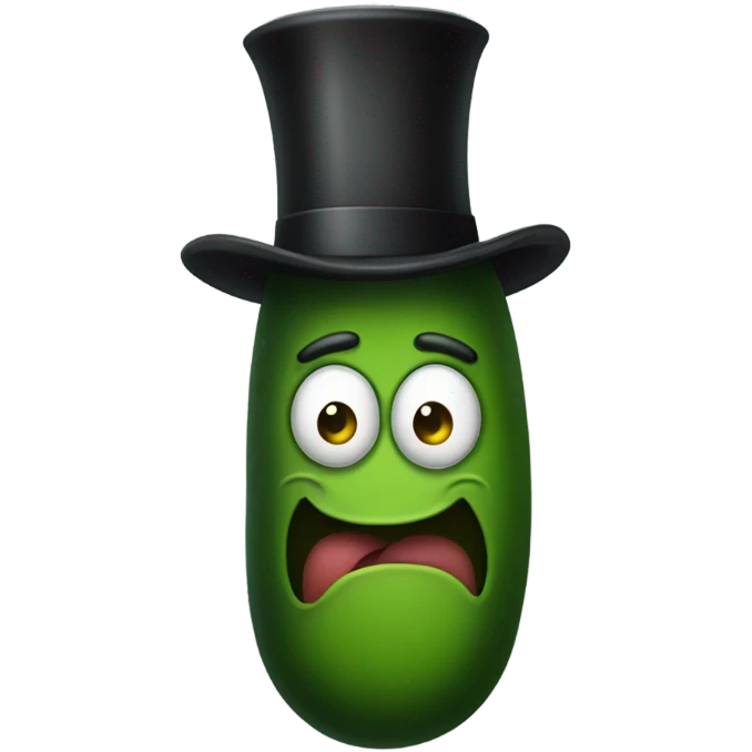 Pickle with a top hat emoji