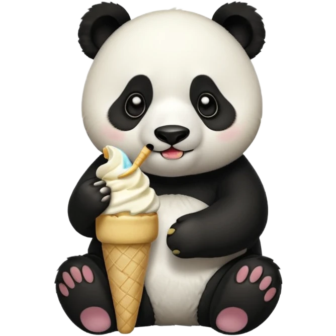 Panda eating ice cream emoji