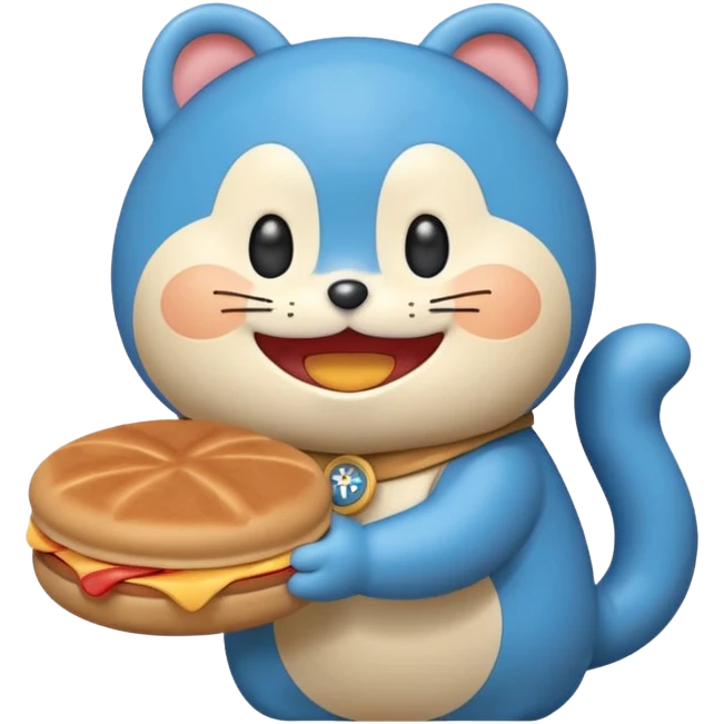 Doraemon Eating Dorayaki  emoji