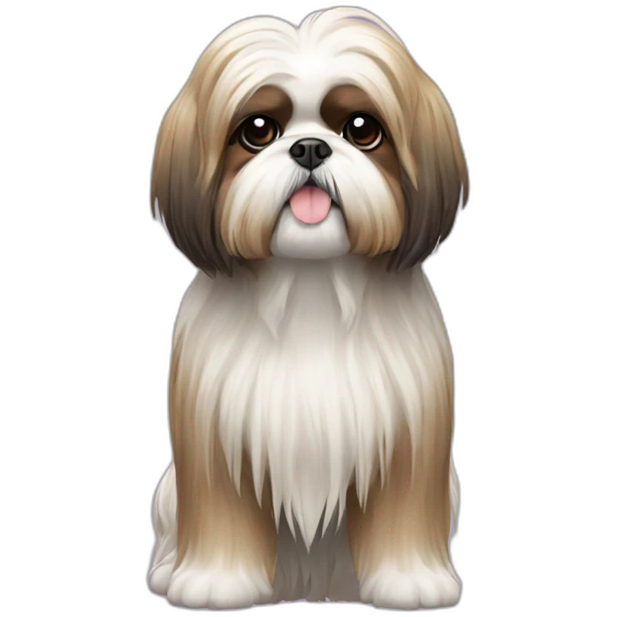 Dog Shih Tzu with long hairs full-body emoji