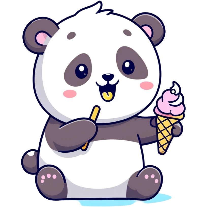 Panda eating ice cream emoji