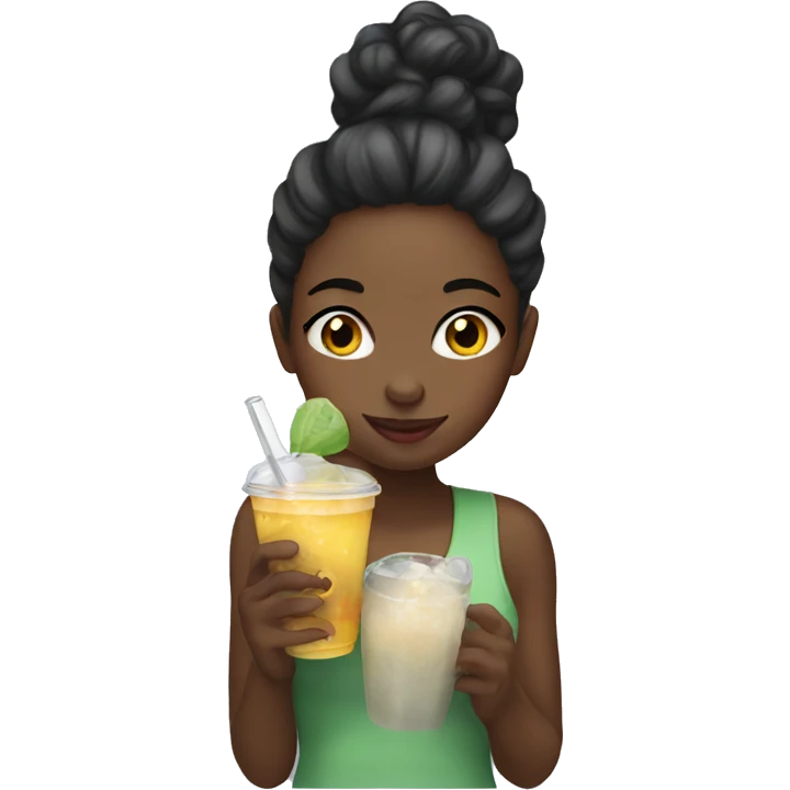 Black girl drinking boba  emoji