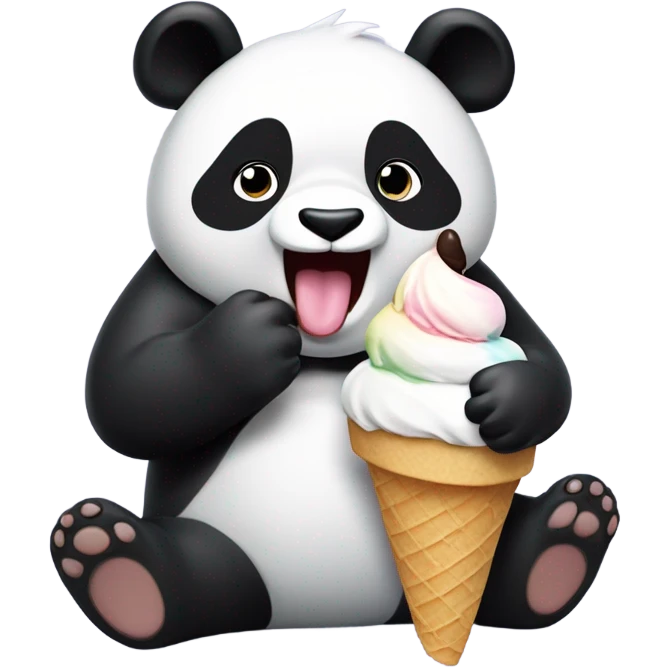 Panda eating ice cream emoji