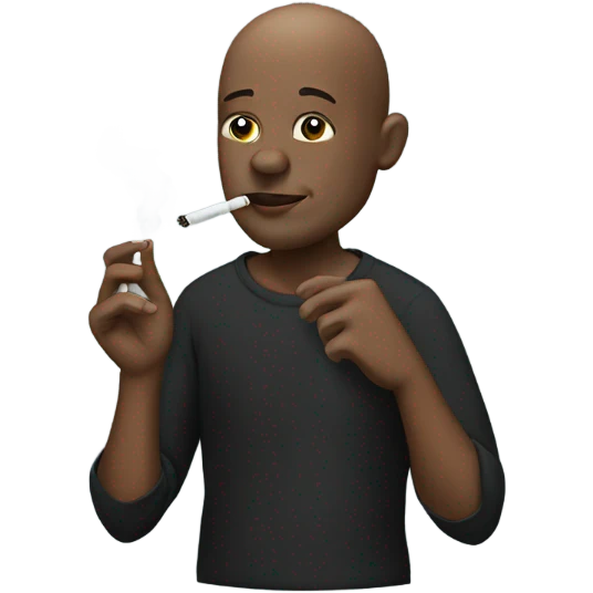 black bald person smoking a joint emoji
