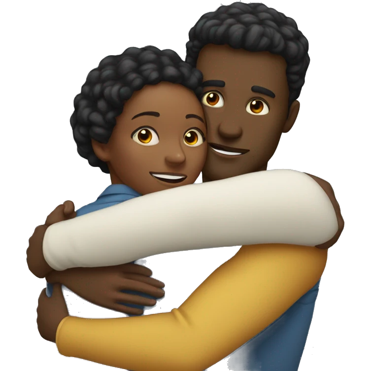 White man and black woman hugging tightly emoji