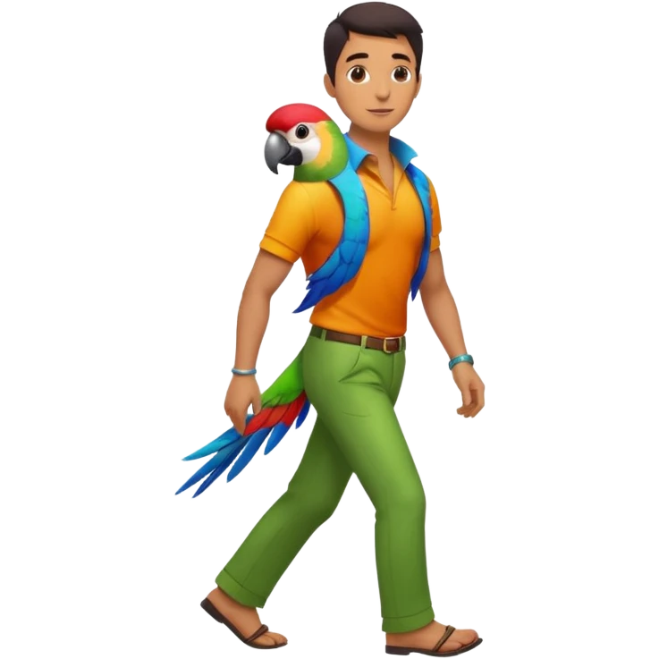 Walker + parrot on shoulder, Pet Walkers, Full body with walk pose emoji