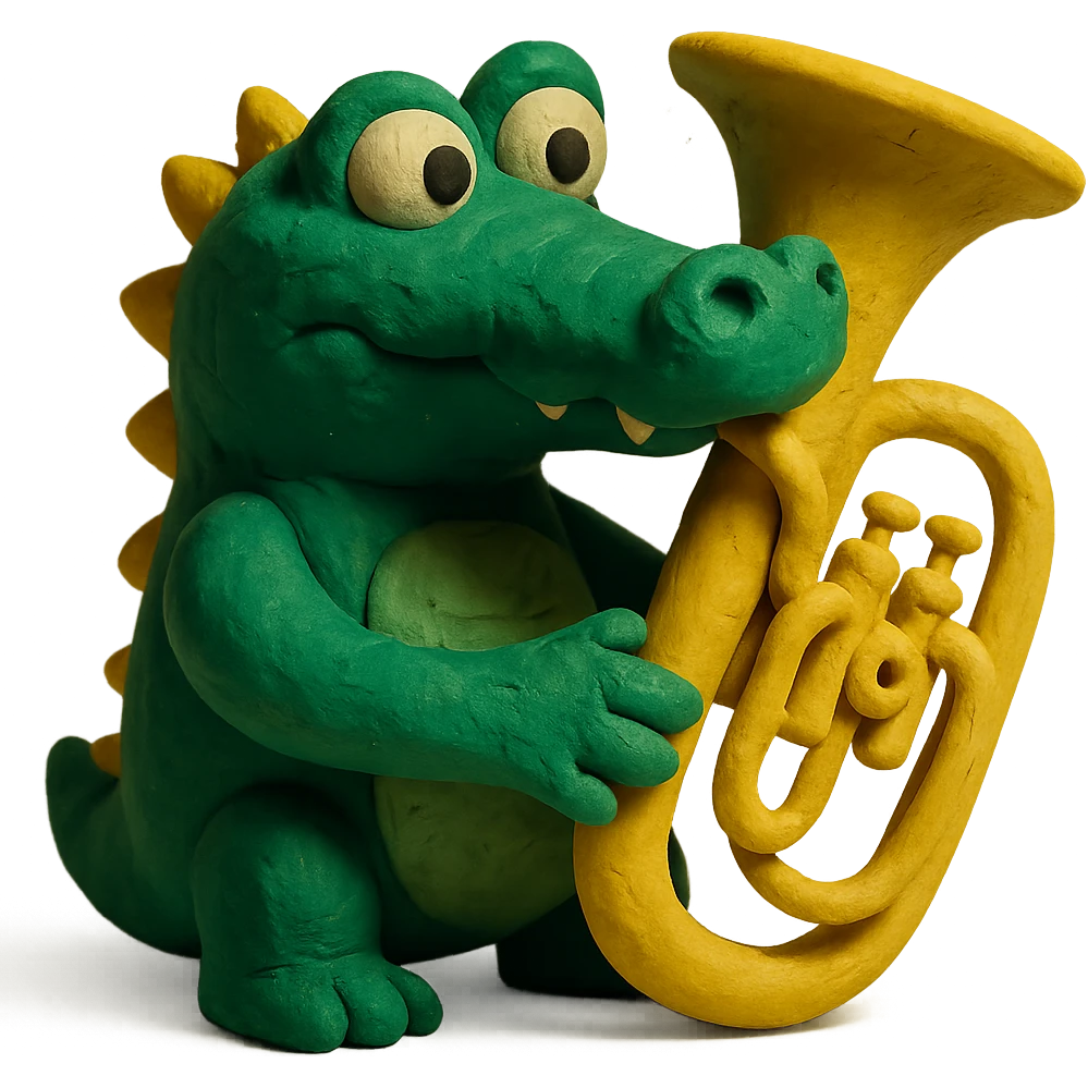 crocodile playing a bombardino euphonium emoji