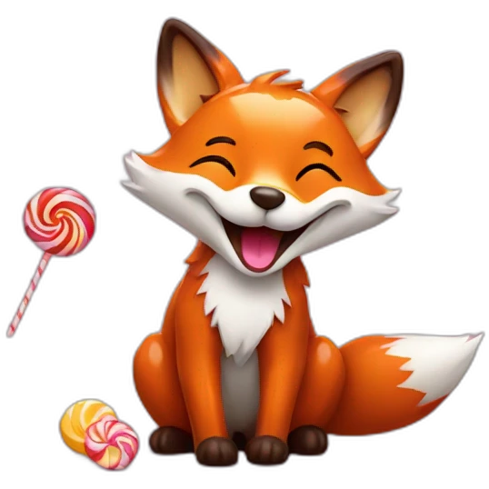 happy fox with candy emoji