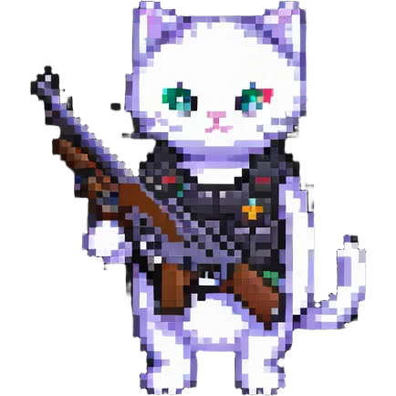 cat with a gun pixel art emoji