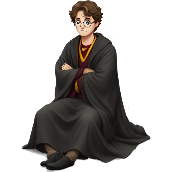 full body Harry Potter in robe laying down stressed  emoji