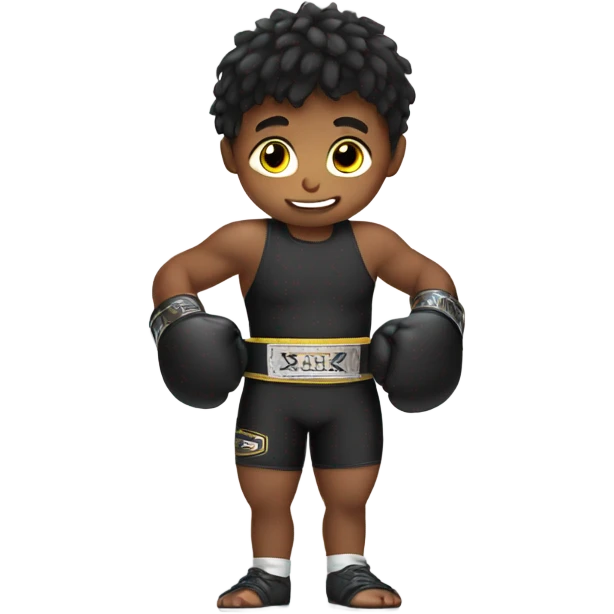 Boy holding wrestling belt emoji