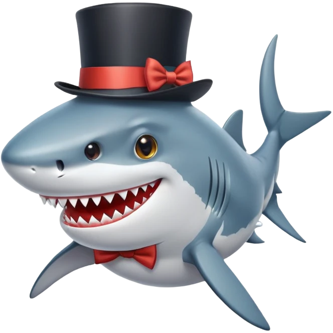 Shark wearing a top hat and bowtie emoji
