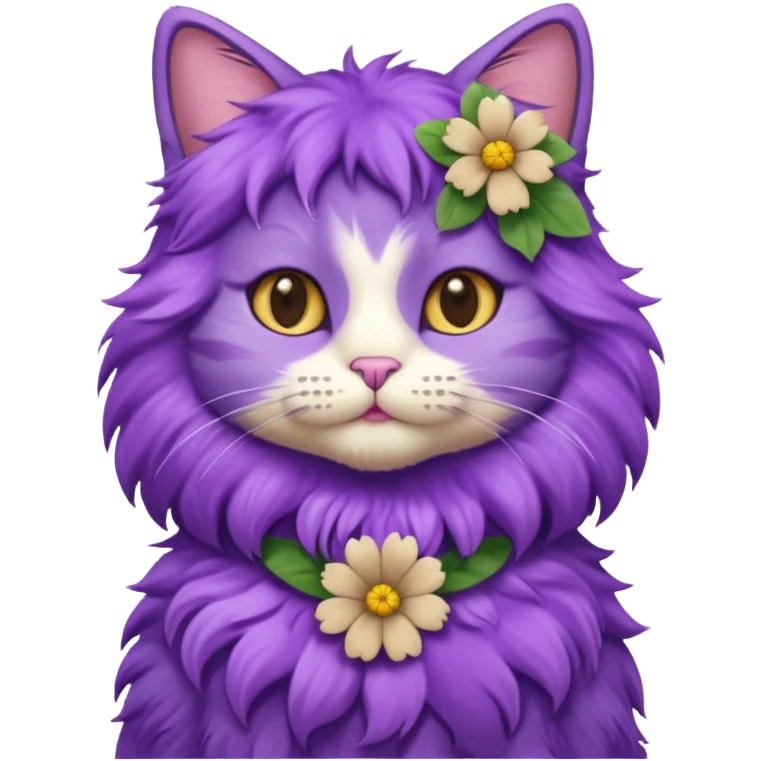 A purple cat with flower dresses  emoji