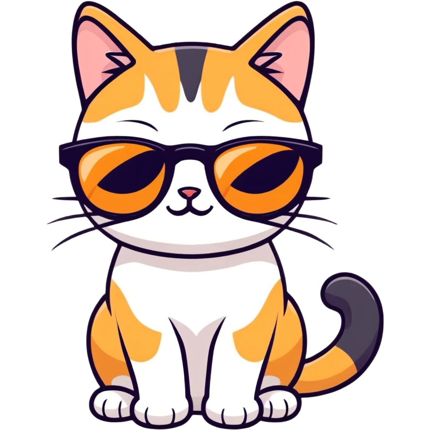 Calico Cat with sunglasses emoji